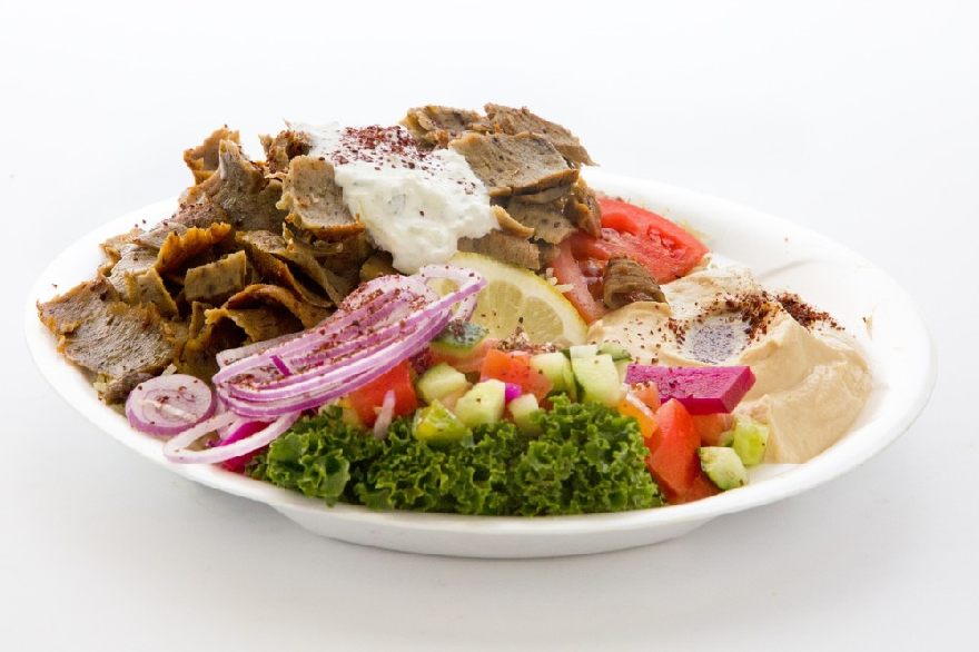 greek food, gyros, salads